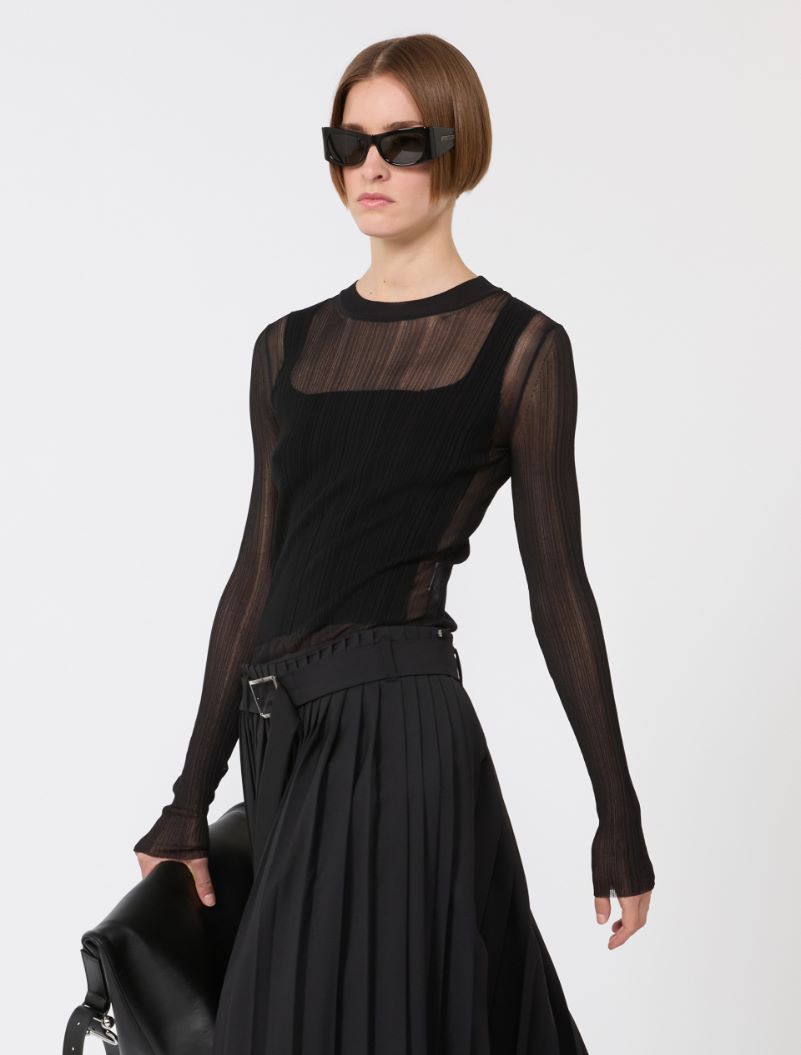 Trompe l'oeil viscose jumper - BLACK - Sportmax - 4