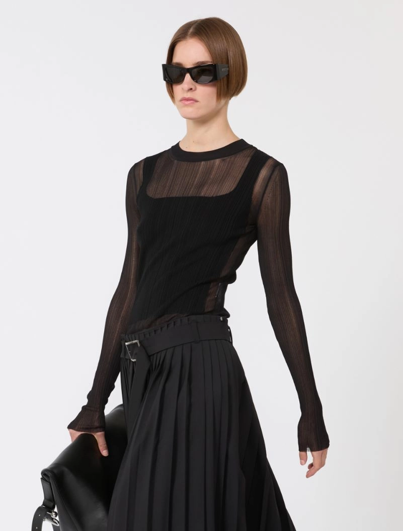 Trompe l'oeil viscose jumper - BLACK - Sportmax - 4