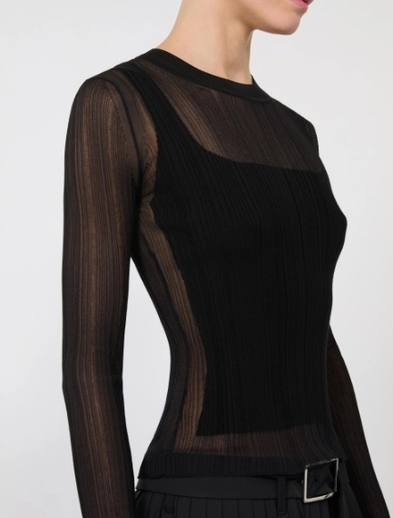 Trompe l'oeil viscose jumper - BLACK - Sportmax - 5