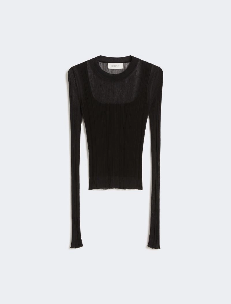 Trompe l'oeil viscose jumper - BLACK - Sportmax - 7