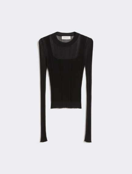 Trompe l'oeil viscose jumper - BLACK - Sportmax