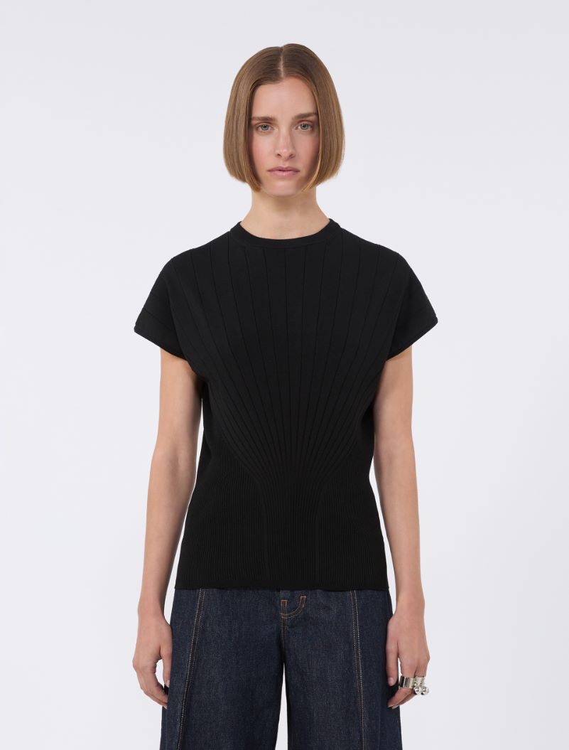 Rib-knit viscose sweater - BLACK - Sportmax - 2