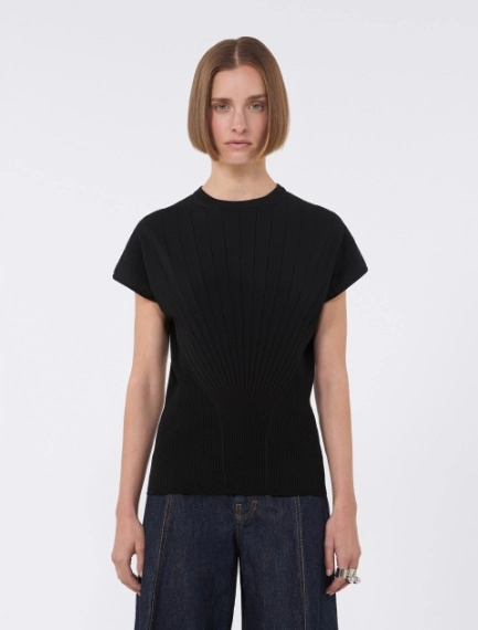 Rib-knit viscose sweater - BLACK - Sportmax - 2
