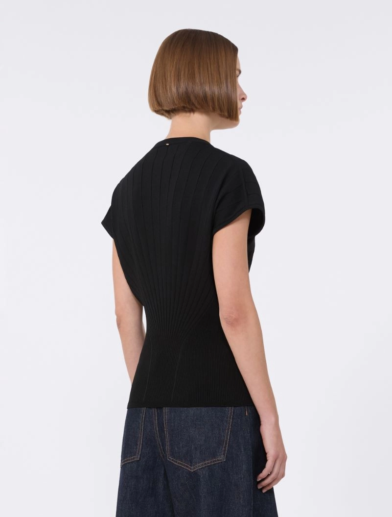 Maglia in viscosa a coste - NERO - Sportmax - 3