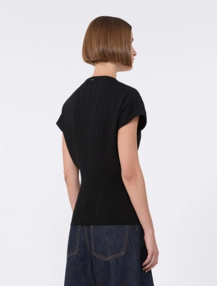 Rib-knit viscose sweater - BLACK - Sportmax - 3
