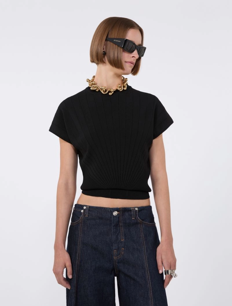 Maglia in viscosa a coste - NERO - Sportmax - 4