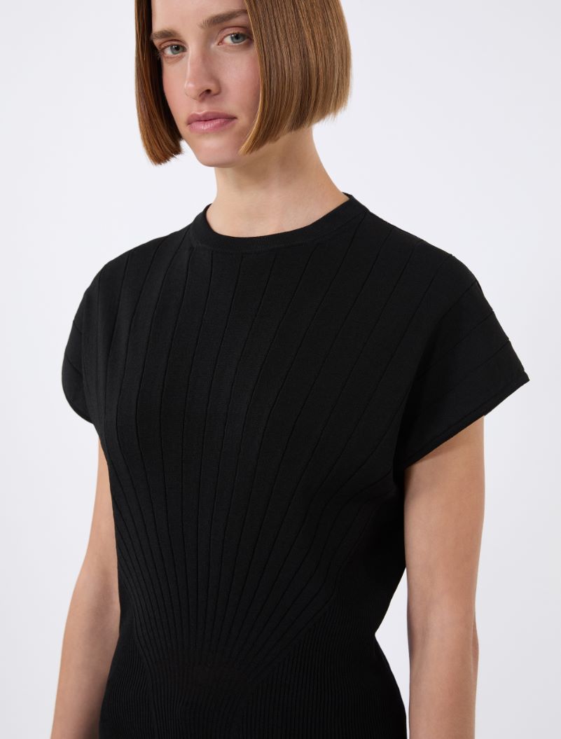 Rib-knit viscose sweater - BLACK - Sportmax - 5