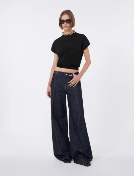Rib-knit viscose sweater - BLACK - Sportmax
