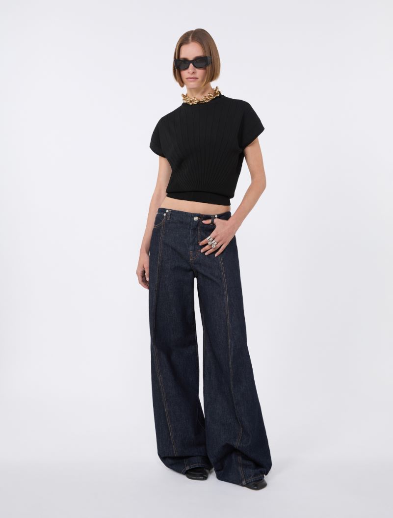 Rib-knit viscose sweater - BLACK - Sportmax