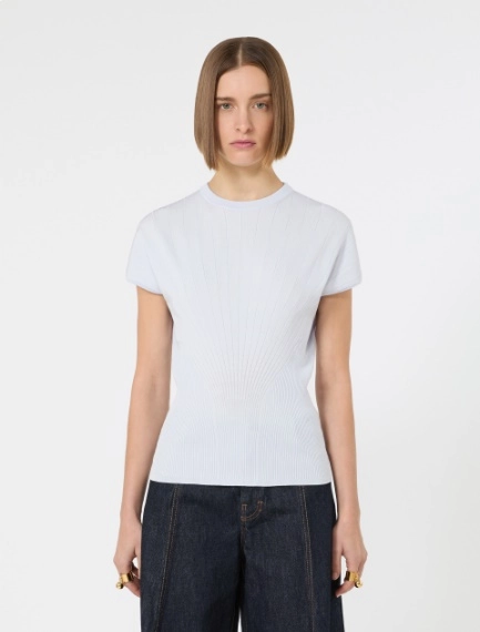 Rib-knit viscose sweater - LIGHT BLUE - Sportmax - 2