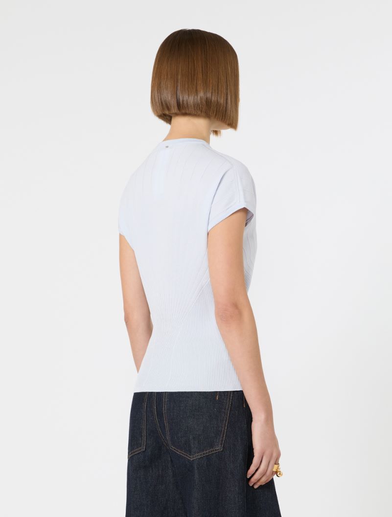 Rib-knit viscose sweater - LIGHT BLUE - Sportmax - 3