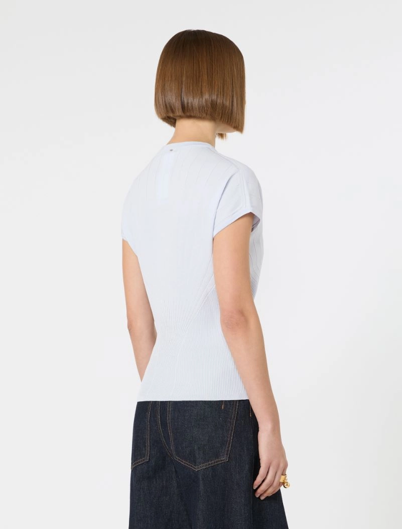 Rib-knit viscose sweater - LIGHT BLUE - Sportmax - 3