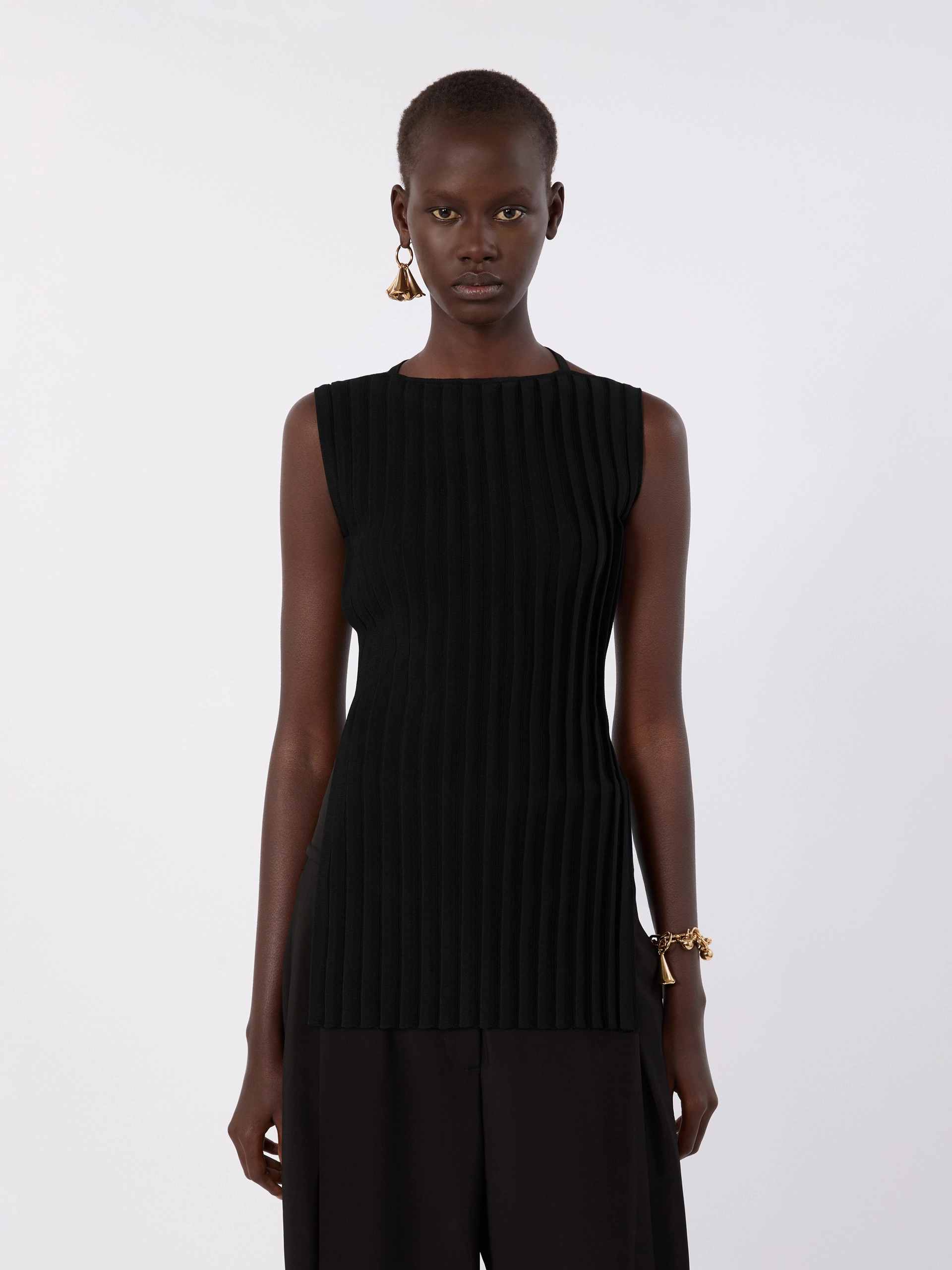 Stretch viscose knit top - BLACK - Sportmax - 2