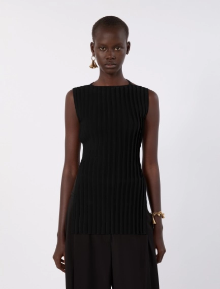 Stretch viscose knit top - BLACK - Sportmax - 2
