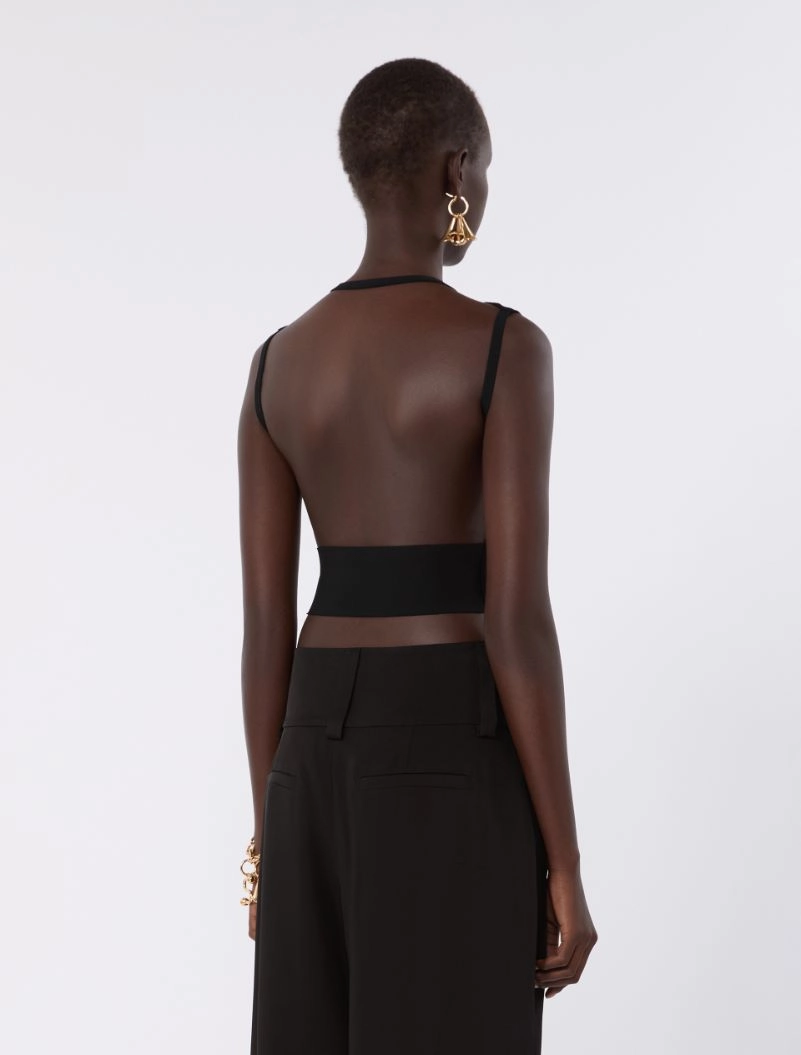 Stretch viscose knit top - BLACK - Sportmax - 3