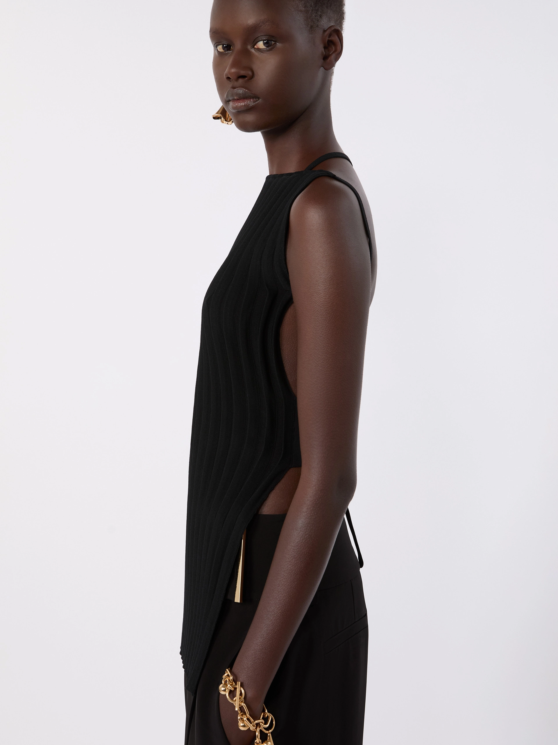 Stretch viscose knit top - BLACK - Sportmax - 4