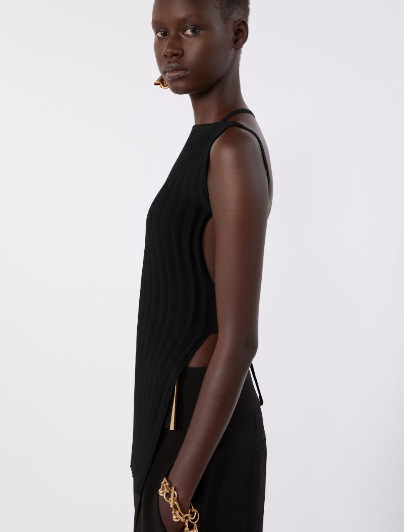 Stretch viscose knit top - BLACK - Sportmax - 4