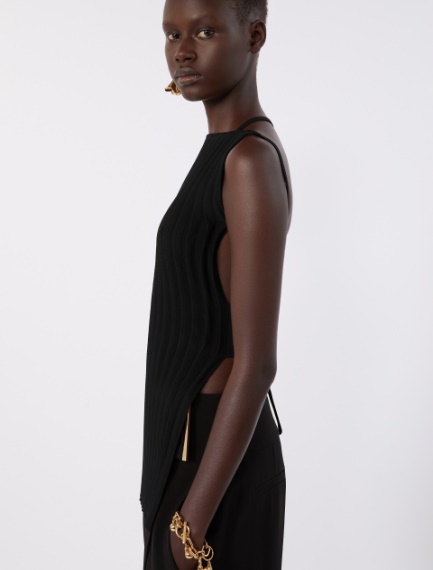 Stretch viscose knit top - BLACK - Sportmax