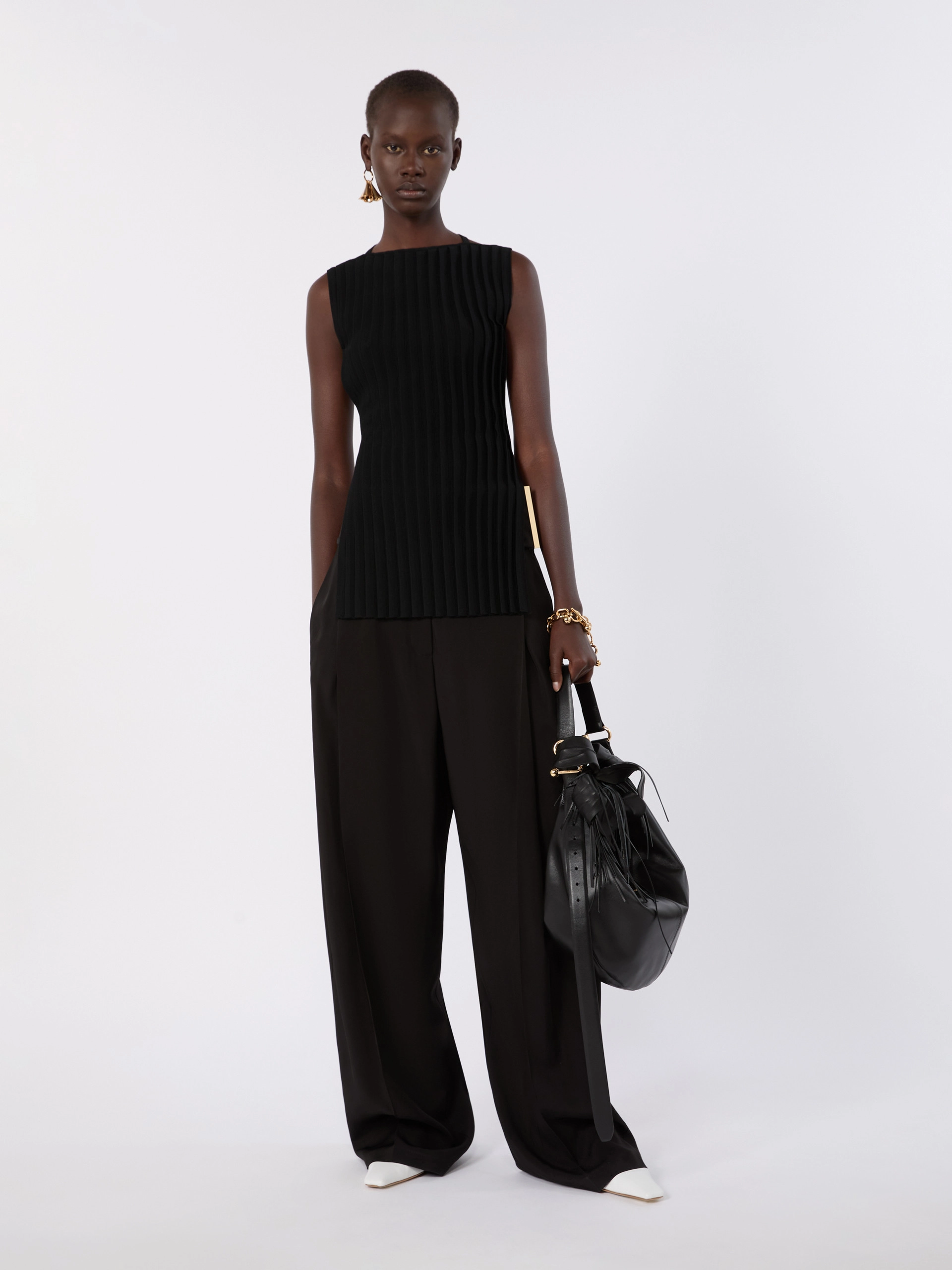 Stretch viscose knit top - BLACK - Sportmax