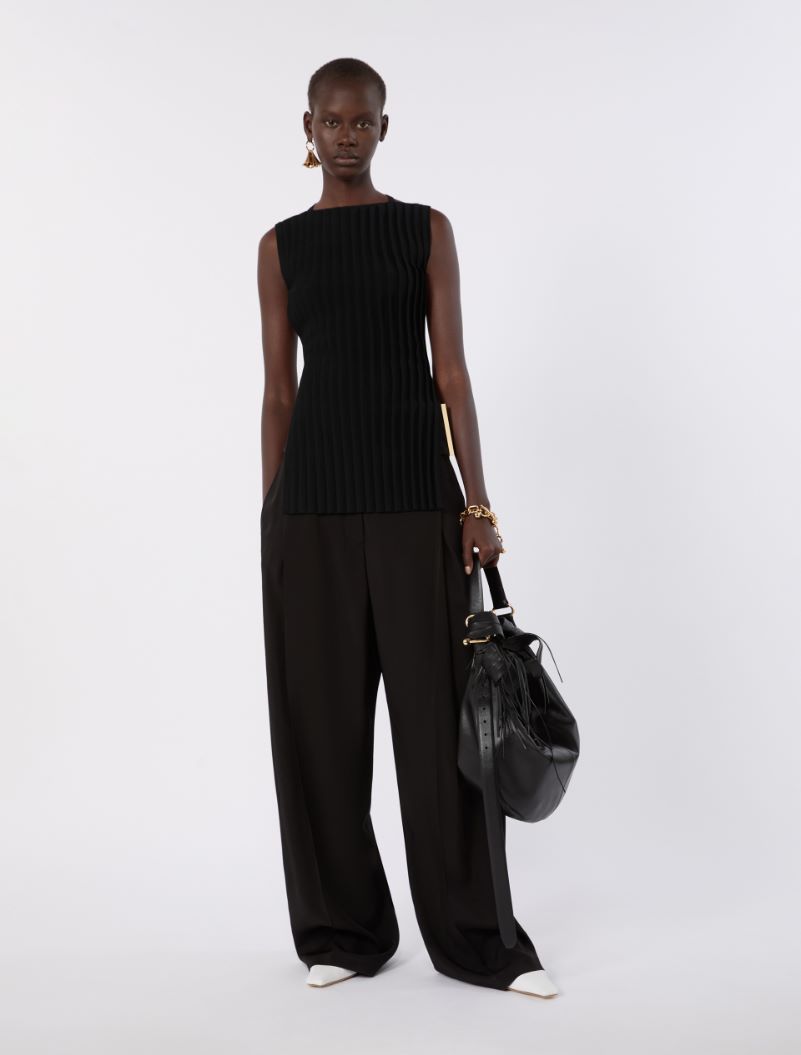 Stretch viscose knit top - BLACK - Sportmax