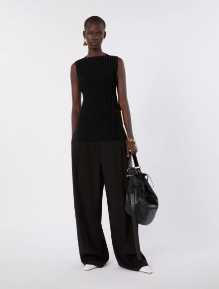 Stretch viscose knit top - BLACK - Sportmax - 1