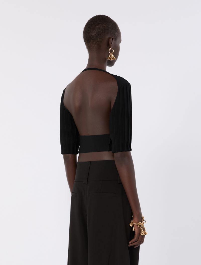 Stretch viscose crop top - BLACK - Sportmax - 3