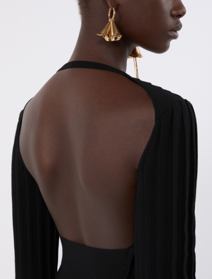 Stretch viscose crop top - BLACK - Sportmax