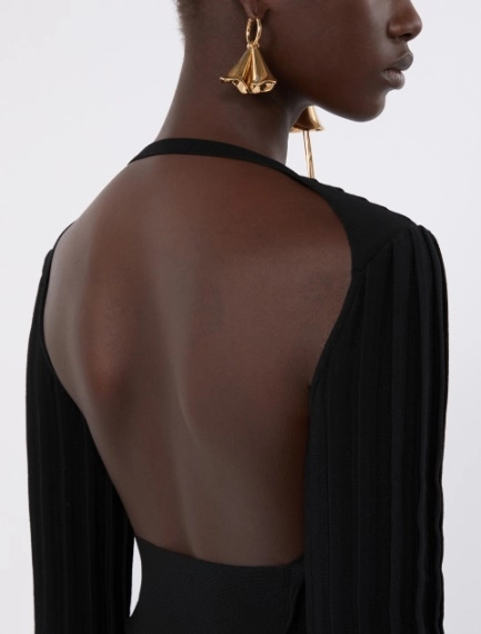 Stretch viscose crop top - BLACK - Sportmax