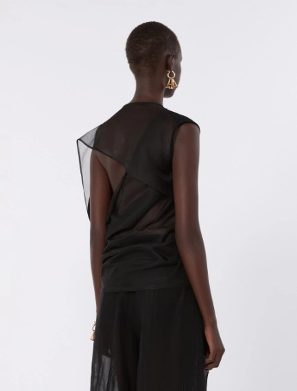 Stretch viscose asymmetrical top - BLACK - Sportmax - 3