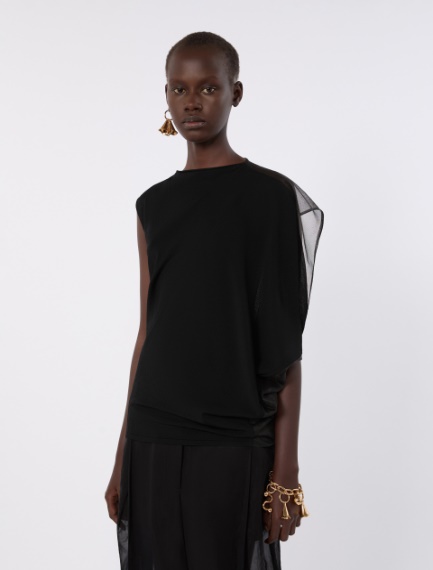 Stretch viscose asymmetrical top - BLACK - Sportmax
