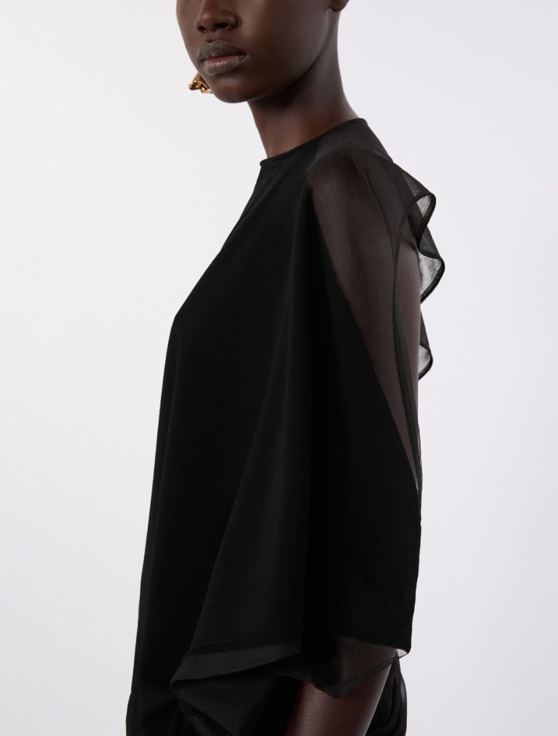 Stretch viscose asymmetrical top - BLACK - Sportmax - 5