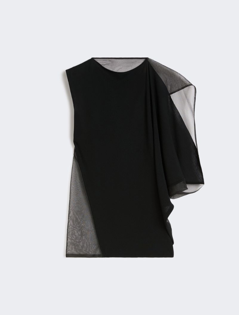 Stretch viscose asymmetrical top - BLACK - Sportmax - 7