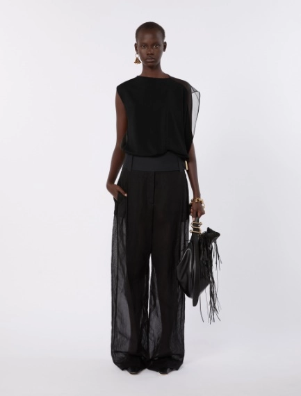 Stretch viscose asymmetrical top - BLACK - Sportmax