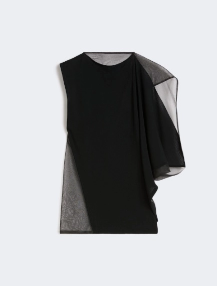 Stretch viscose asymmetrical top - BLACK - Sportmax
