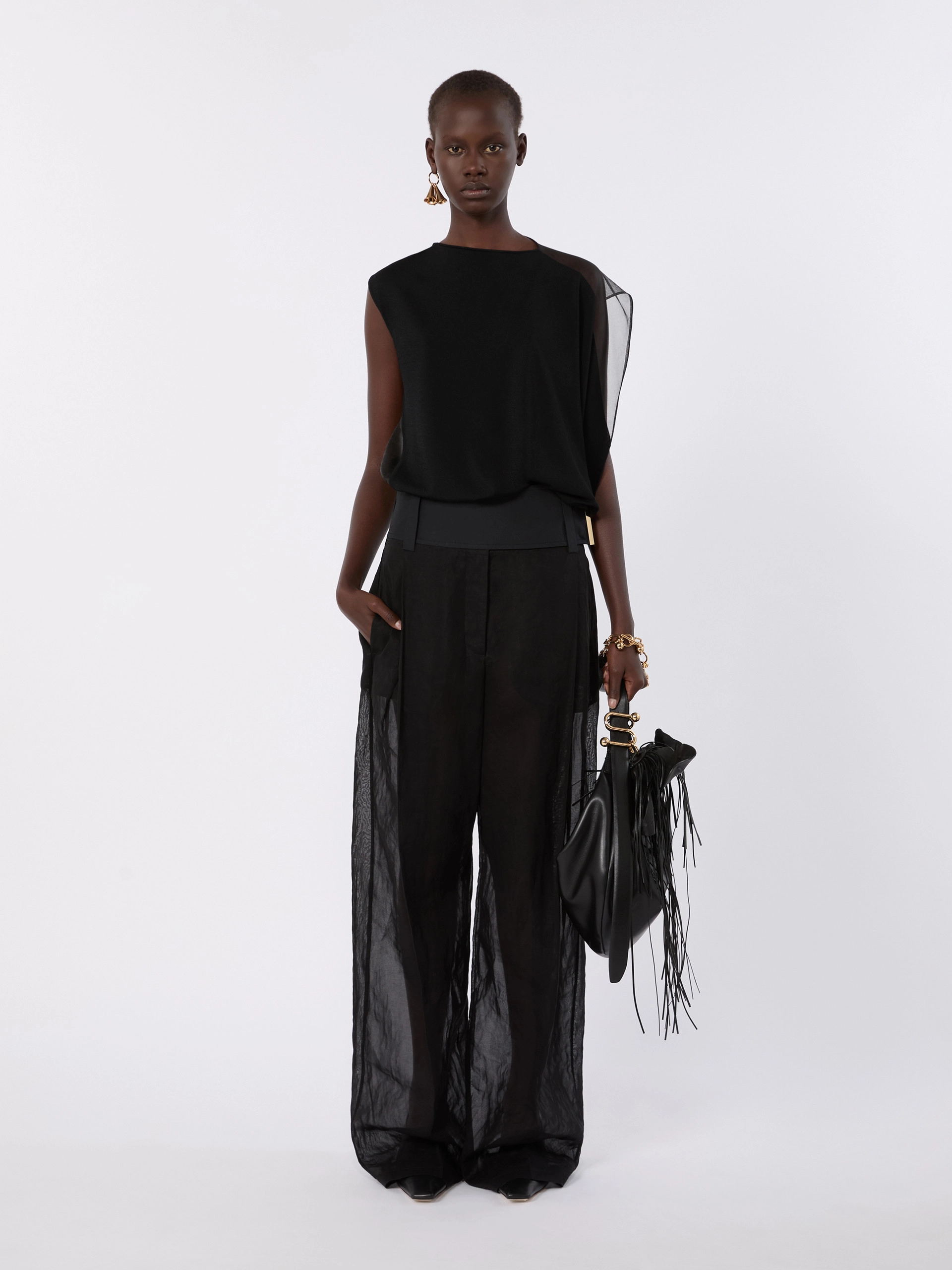 Stretch viscose asymmetrical top - BLACK - Sportmax