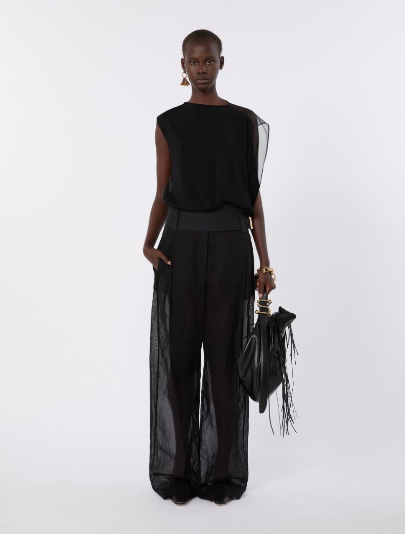 Stretch viscose asymmetrical top - BLACK - Sportmax