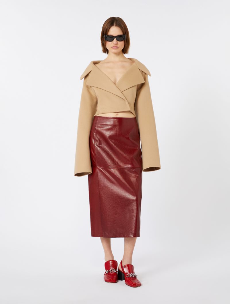 Straight leather skirt - BORDEAUX - Sportmax