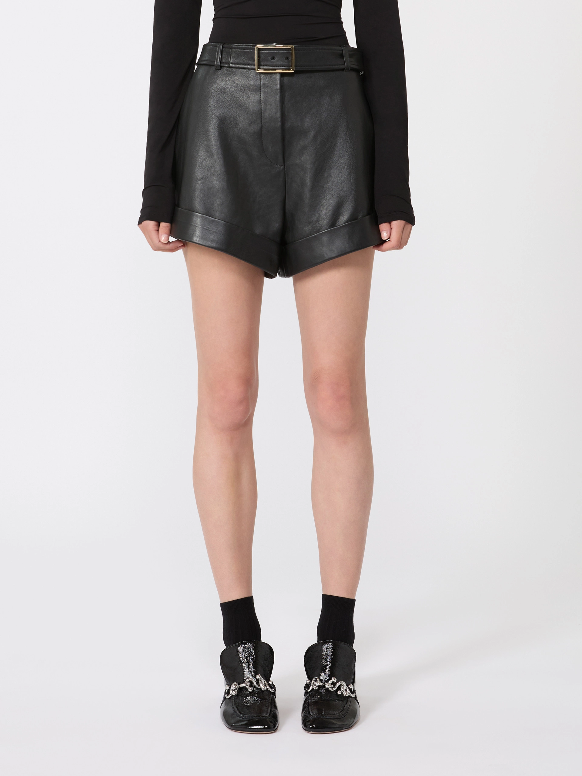 Leather Bermuda shorts - BLACK - Sportmax - 2