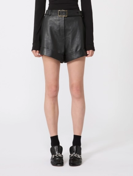 Leather Bermuda shorts - BLACK - Sportmax - 2