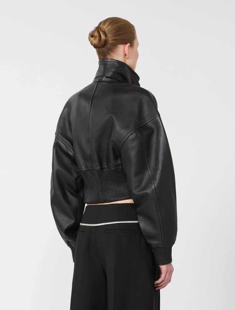 Short leather jacket - BLACK - Sportmax - 3