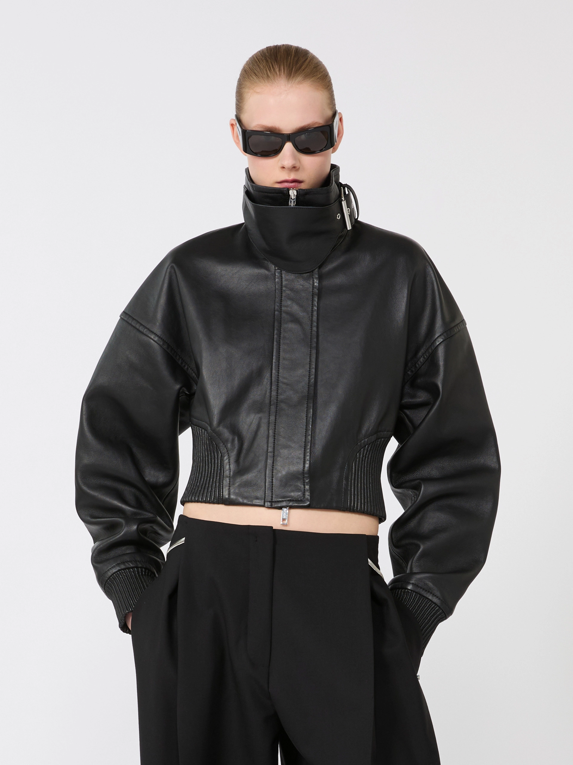 Short leather jacket - BLACK - Sportmax - 4