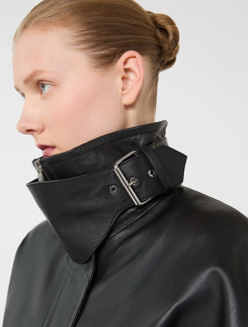 Short leather jacket, black | Sportmax