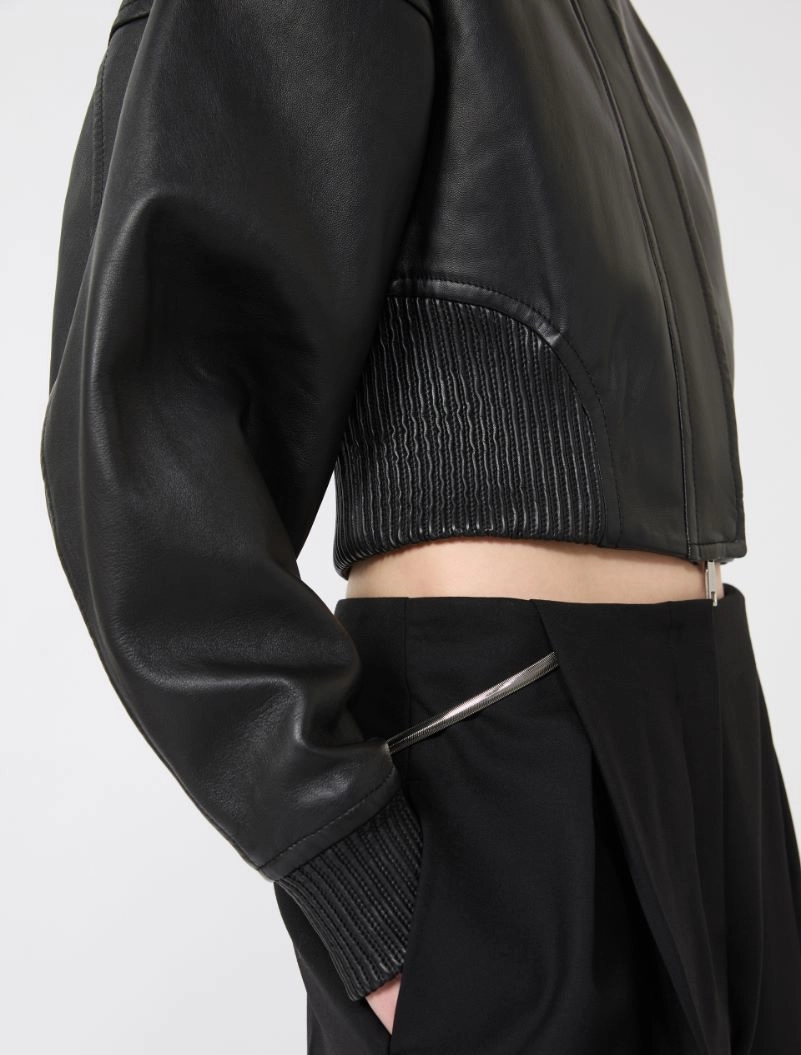 Short leather jacket, black | Sportmax