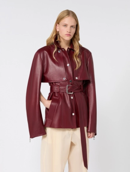 Nappa leather two-piece jacket - BORDEAUX - Sportmax