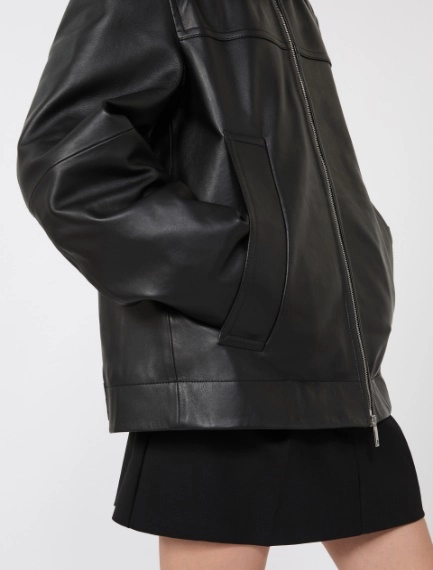 Oversized leather heavy jacket - BLACK - Sportmax - 6