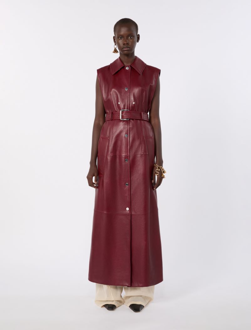 Nappa leather two-piece trench coat - BORDEAUX - Sportmax - 5