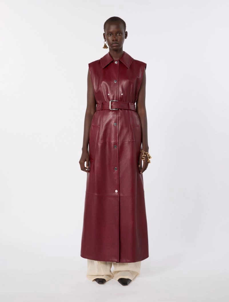 Nappa leather two-piece trench coat - BORDEAUX - Sportmax - 5