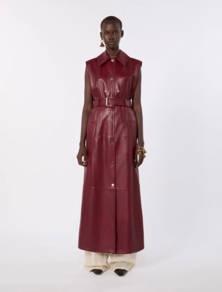 Nappa leather two-piece trench coat - BORDEAUX - Sportmax - 5