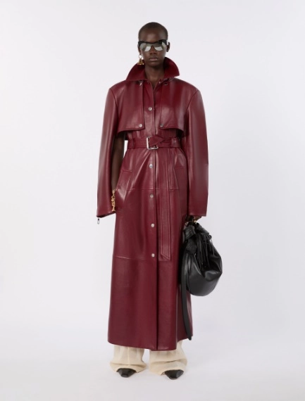 Nappa leather two-piece trench coat - BORDEAUX - Sportmax