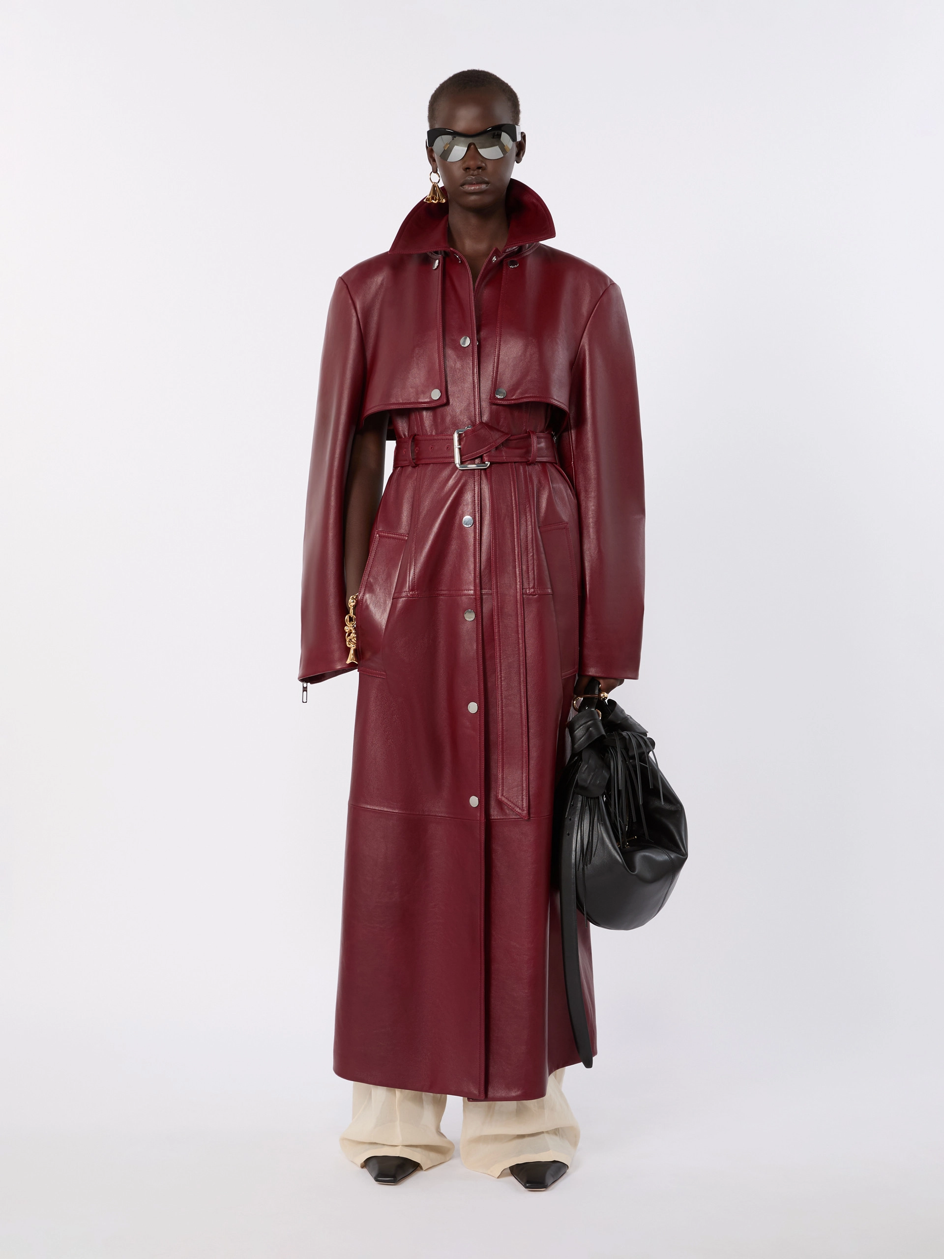 Nappa leather two-piece trench coat - BORDEAUX - Sportmax